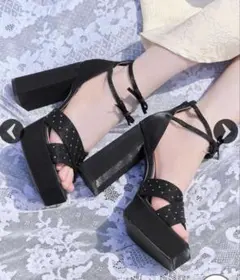 美品★ミシェルマカロン ハイヒールサテンリボンパンプス S