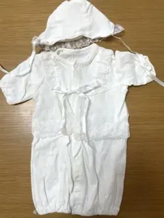 ホワイト フリル付き ツーウェイ・ドレスオール