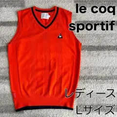 ルコックスポルティフ　レディース　ニット　ベスト　オレンジ・赤系　L
