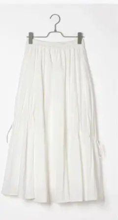 Heatherドロストデザインロングスカート　白いスカート