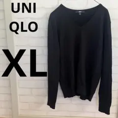 UNIQLO コットンカシミヤ　Ｖネック　セーター　ニット　ブラック　XL 黒