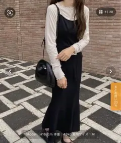 LAUIR 黒 バックリボンマーメイドキャミソールワンピース