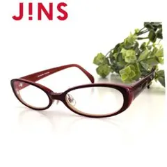 JINS メガネ オーバル レッド ブラウン 軽量 ジンズ 眼鏡 赤