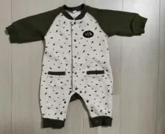 動物柄ロンパース 70cm ベージュ・オリーブ