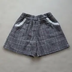 グレンチェック柄 ボアポケット ハーフパンツ 140