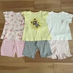 GU ユニクロ　半袖パジャマ120 3着セット　スヌーピー　くまの学校　女の子のサムネイル