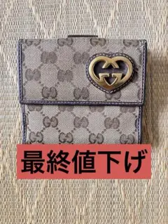 早い者勝ち！希少美品GUCCI GGキャンバス ハート金具 二つ折り財布のサムネイル