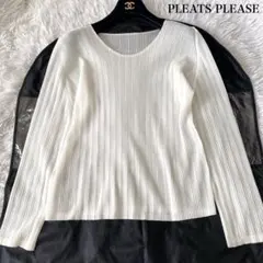 PLEATS PLEASE イッセイミヤケ 長袖カットソー ホワイト 3サイズ
