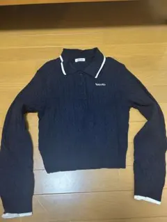 INGNI　ネイビー ケーブル編み ポロセーター