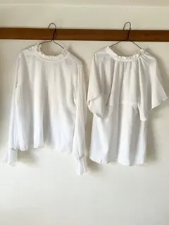 ホワイトフリル長袖シャツ