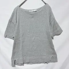 ikka リブニットトップス ワイド ボートネック スリット ベーシック 重ね着のサムネイル