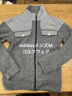 美品adidasメンズMゴルフウェアグレー ジップアップジャケット メンズウェア