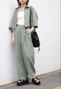 jeanasis DRYキャンバス リネンライクド グリーンセットアップ