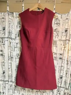 ZARA バーガンディ ノースリーブドレス S