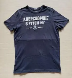 Abercrombie&Fitch ダメージ加工パッチデザイン Tシャツ 紺 S