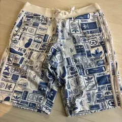 adidas プリントショートパンツ ホワイト/ブルー