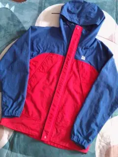 エクストララージ フード付きナイロンジャケット 青/赤 L