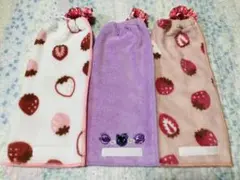 おりこうエプロン☆ワッペン☆一重ふわふわエプロン3枚セット☆いちごねこ薔薇