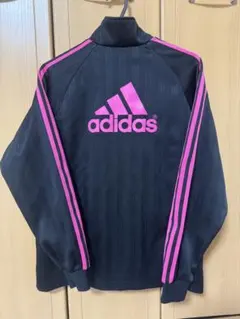 adidas ジャージ 黒 ピンクライン上下セット/メンズSサイズ