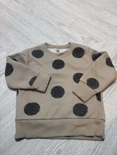 裏起毛　ドット柄ベージュトレーナー　90㌢
