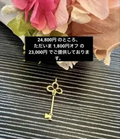 【値下げ】18金花モチーフの金色鍵チャームペンダントタップセール❣️