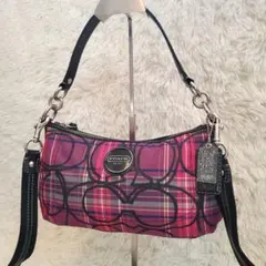 ⭐極美品⭐COACH ハーフムーン ピンクチェック 2way ショルダーバッグ