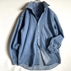 UNIQLO デニムシャツ（ボタンダウンカラー・長袖）ブルー　古着　美品　M