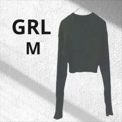 グレイル▶クロップドニット M 黒 リブニット ショート丈 春秋