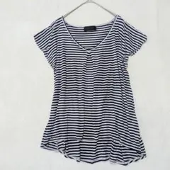 アンタイトル　ボーダー Vネックフレンチスリーブ カットソー　半袖Tシャツのサムネイル