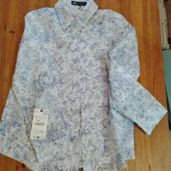 ZARA 青系花柄 長袖シャツ 　新品未使用
