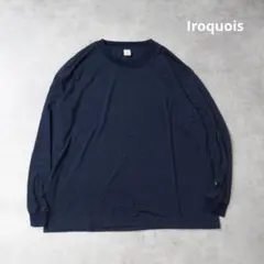 Iroquois / オーバーサイズ レーヨン 長袖 カットソー Tシャツ 紺のサムネイル