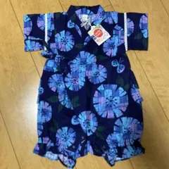 80サイズ ネイビー 花柄 甚平