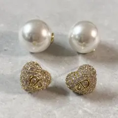 1078 ピアス　ロゴピアス　パール　CD ハート