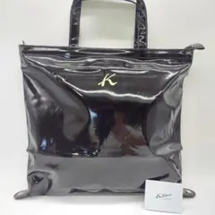 美品　キタムラ　トートバッグ　エナメル　黒のサムネイル