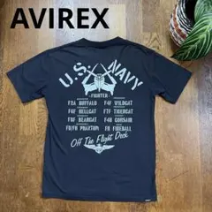 アヴィレックス AVIREX バックプリントVネックTシャツ黒Mのサムネイル