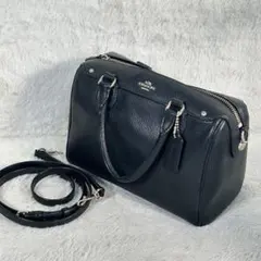 【美品】COACH レザー 2WAY ミニボストンバッグ ミニサッチェル 黒