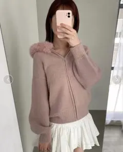 スナイデル snidel ファーニットフーディ パーカー ピンク 1サイズ