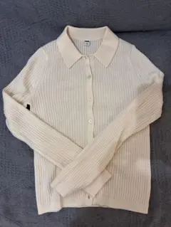 ユニクロ アイボリー リブ編み カーディガン