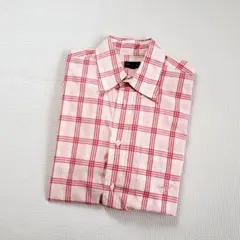 Henry Cottons 赤 チェック柄 半袖シャツ