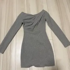 GRL 長袖ワンピース カシュクール グレー