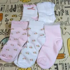 ベビー靴下 5足セット ピンク ホワイト 花柄