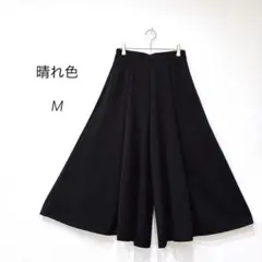 晴れ色　フレアスカート M ブラック ウエストゴム 美シルエット 伸縮素材 上品