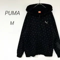 プーマ 総柄ジップパーカー 黒 M 春羽織　三角柄