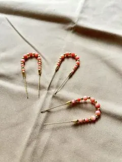 ビーズ装飾のヘアピン 3本セット