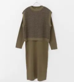 【最終値下げ】ジャガードベストセットニットワンピース