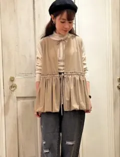 SM2 透けベロア前後2WAYベスト　ベージュ
