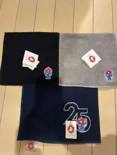 ミャクミャク　ハンカチ　タオルハンカチ　3枚セット　黒　グレー　紺　ミニタオル