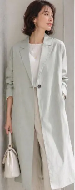 23区 淡ミントグリーン 春ロングトレンチ スプリングコート38