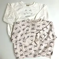 petit main トレーナー 2枚セット 110 まとめ売り リボン柄 ネコ