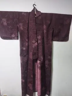 紫色 花柄 小紋 着物